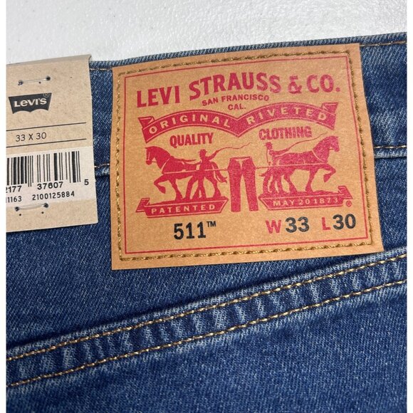 Levis 511 Slim Fit Stretch Jeans Mens Size‎ 33x30 Dark Wash Denim Pants NEW - Picture 8 of 10